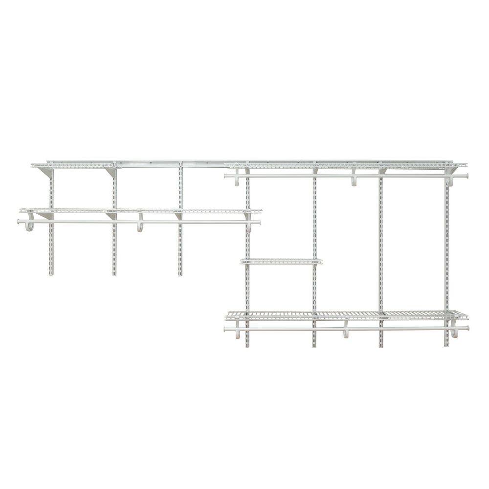 ClosetMaid ShelfTrack 120.5 in. W White Reach-In Wall Mount 5-Shelf Wire Closet System Organizer Kit 2091