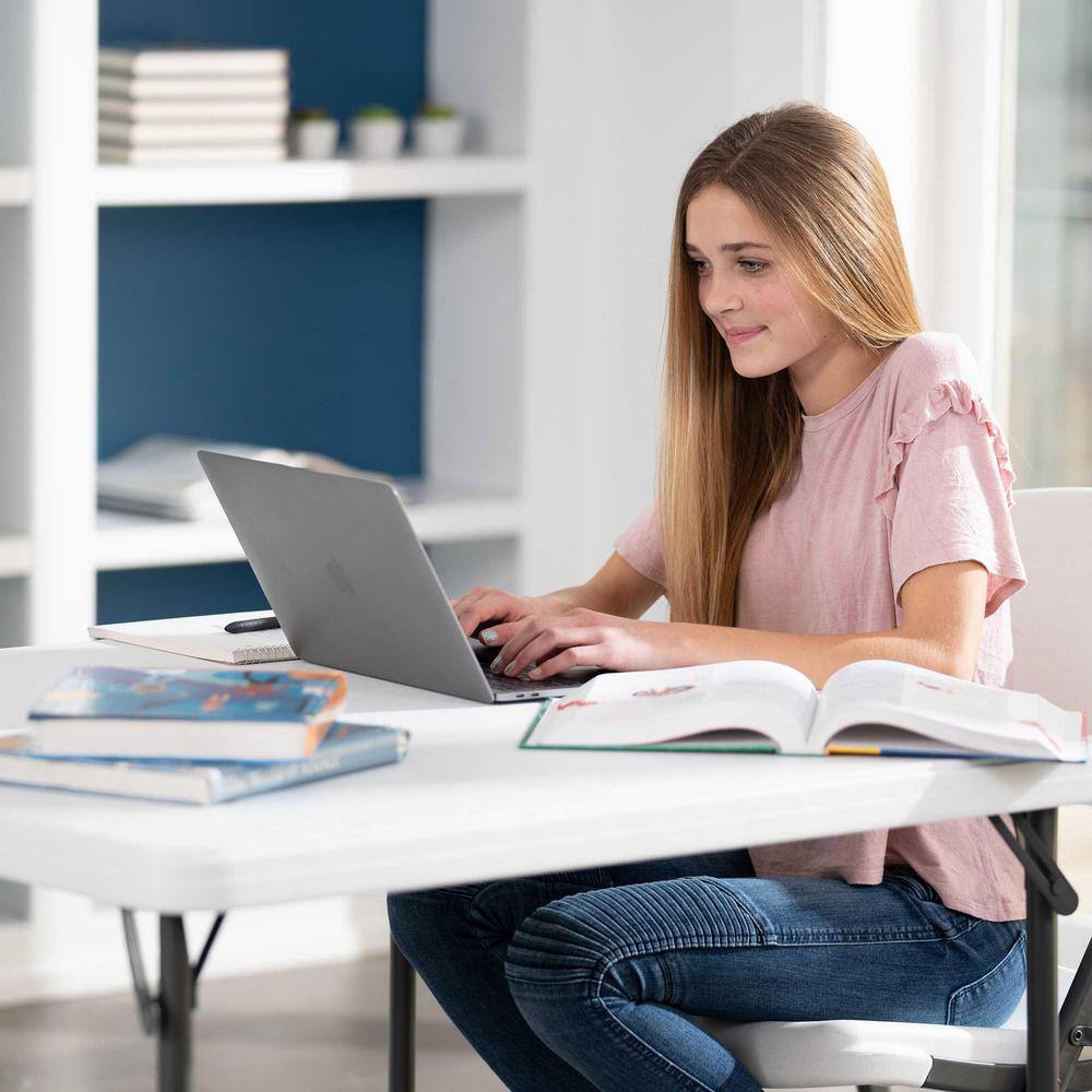 Lifetime 37 in. Commercial White Granite Square Resin Table 80783