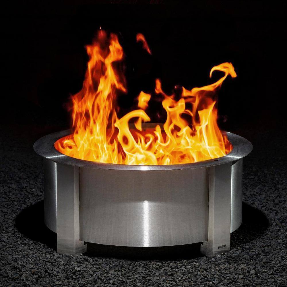 Breeo X Series 30 Smokeless Fire Pit-Heavy-Gauge Steel Material-Compatible with Cooking and Grilling-Stainless Steel BR-X30S