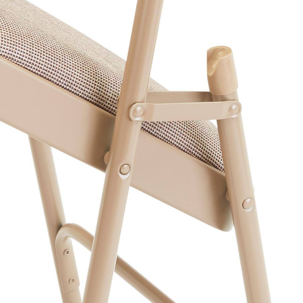 National Public Seating Beige Fabric Seat Stackable Folding Chair (Set of 4) 2301