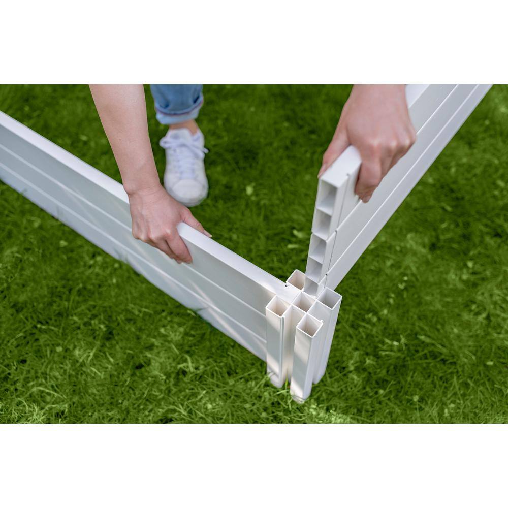 VITA Classic 48"L x 48"W x 11"H Vinyl Raised Garden Bed, White, VT17108 VT17108