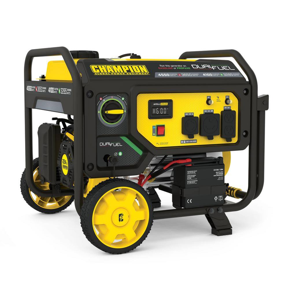 Champion Power Equipment 4550/3650-Watt Electric Start Gas and Propane Dual Fuel Powered RV Ready Portable Generator 200973