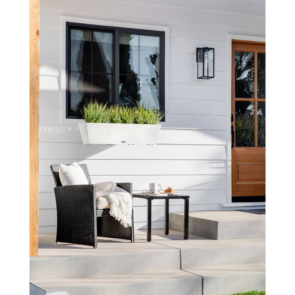 Veradek Pure Medium White Plastic Rectangular Railing Planter Box with Drainage Holes (36 in. L x 10 in. W x 11 in. H) WBRLV36W