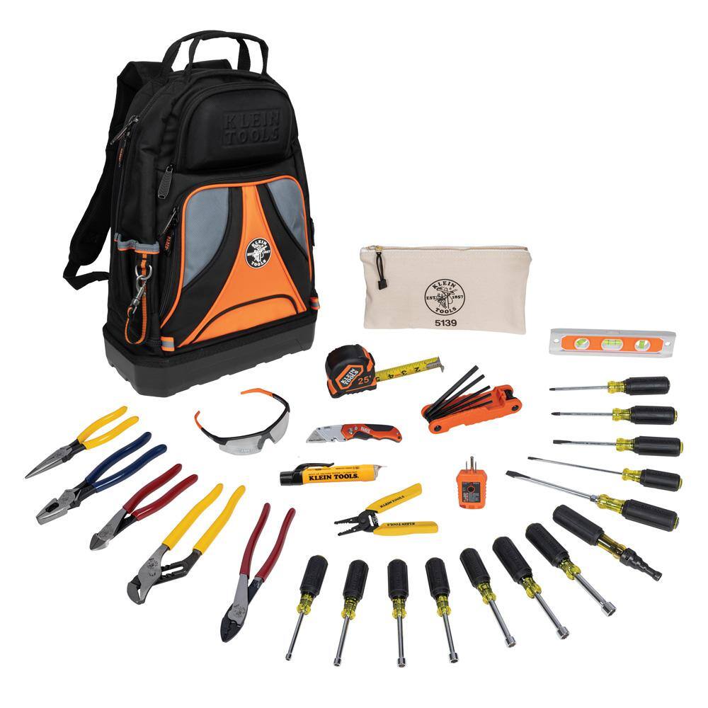 Klein Tools 28 Piece Hand Tool Set with Tradesman Pro Tool Backpack (80028) 80028