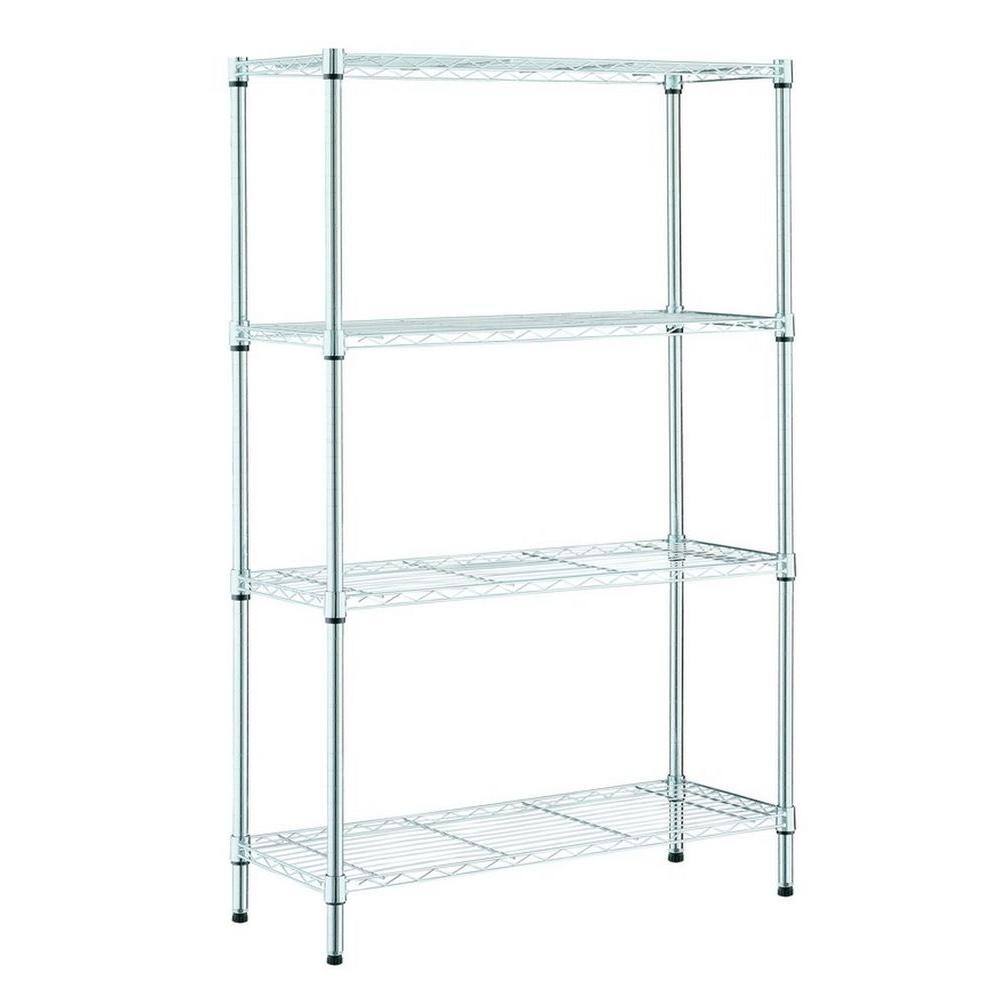 HDX 4-Tier Steel Wire Shelving Unit in Chrome (36 in. W x 54 in. H x 14 in. D) 31436PS-1