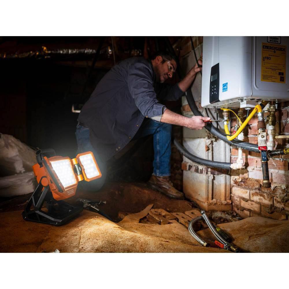 RIDGID 18V Cordless 3-Tool Combo Kit with LED Stick Light, LED Spotlight, and LED Hybrid Panel Light (Tools Only) R86689KSBN