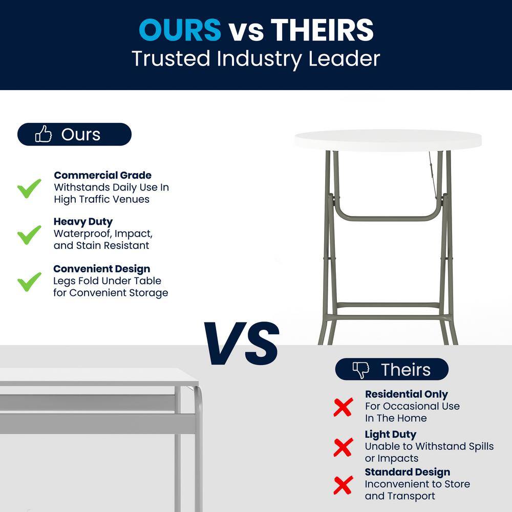 Carnegy Avenue Elon 31.25 in. L Round Granite White Plastic Top Folding Bar Table CGA-FLF-17482-GR-HD