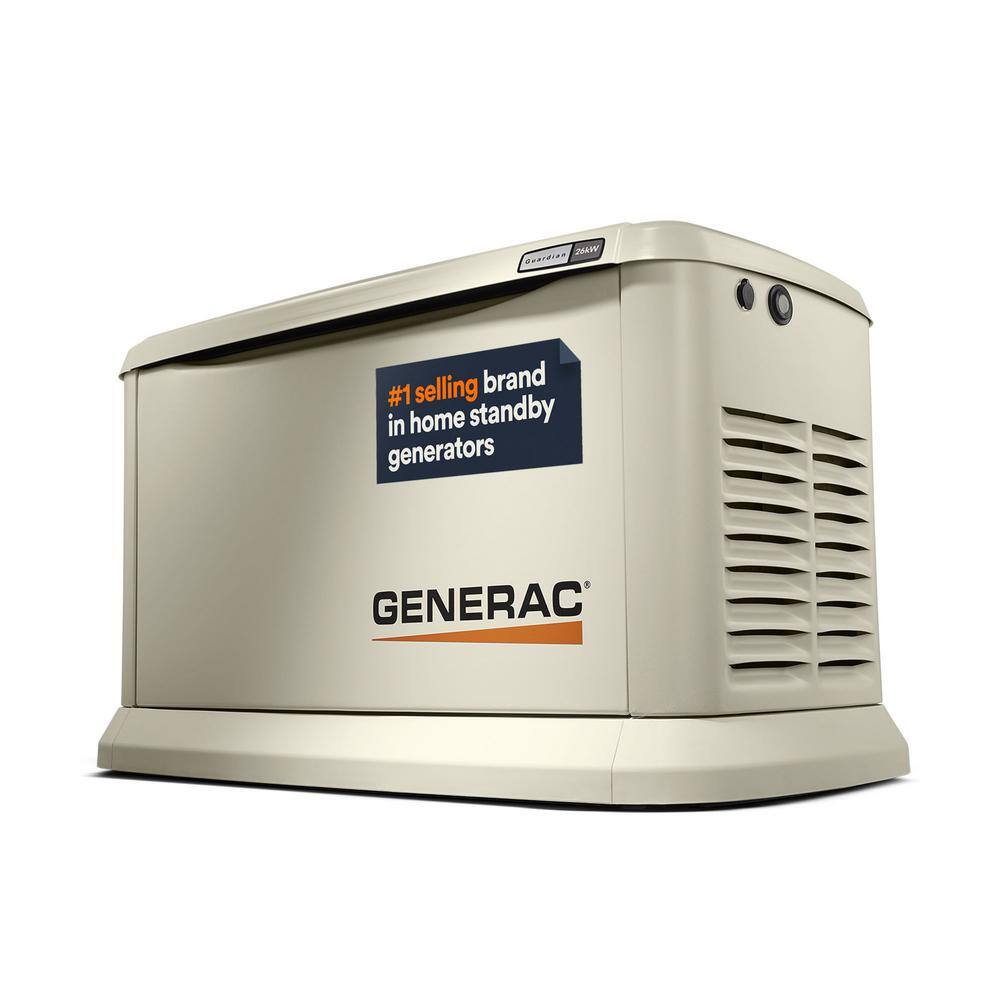 Generac 26,000 Watt - Dual Fuel Air- Cooled Whole House Home Standby Generator, Smart Home Monitoring 7290