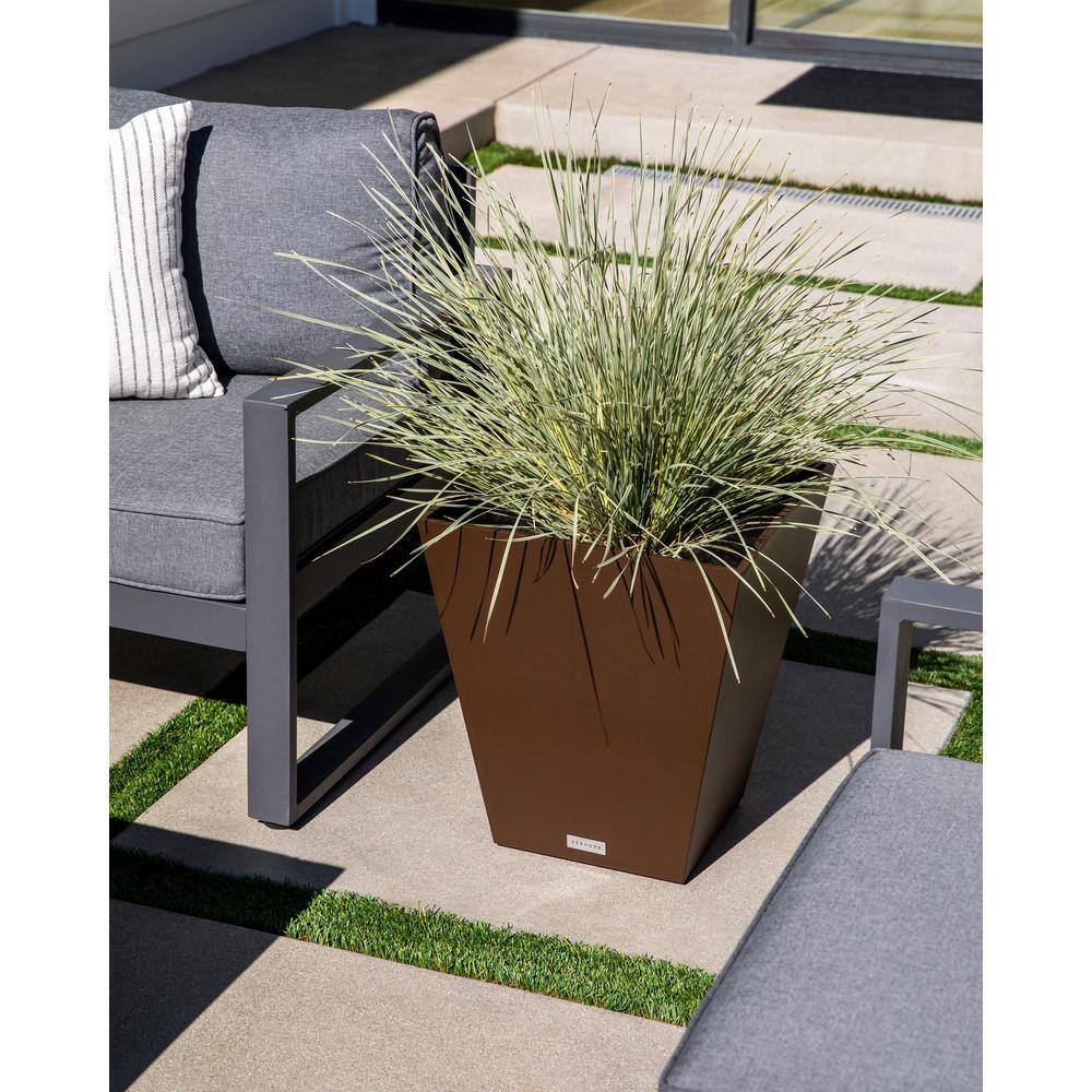 Veradek Nobleton Large Espresso Plastic Tapered Planter with Drainage Holes (19 in. L x 19 in. W x 22 in. H) NBV22E