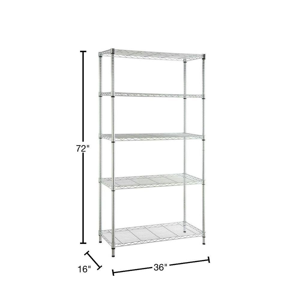 HDX 5-Tier Steel Wire Shelving Unit in Chrome (36 in. W x 72 in. H x 16 in. D) 21656CPS
