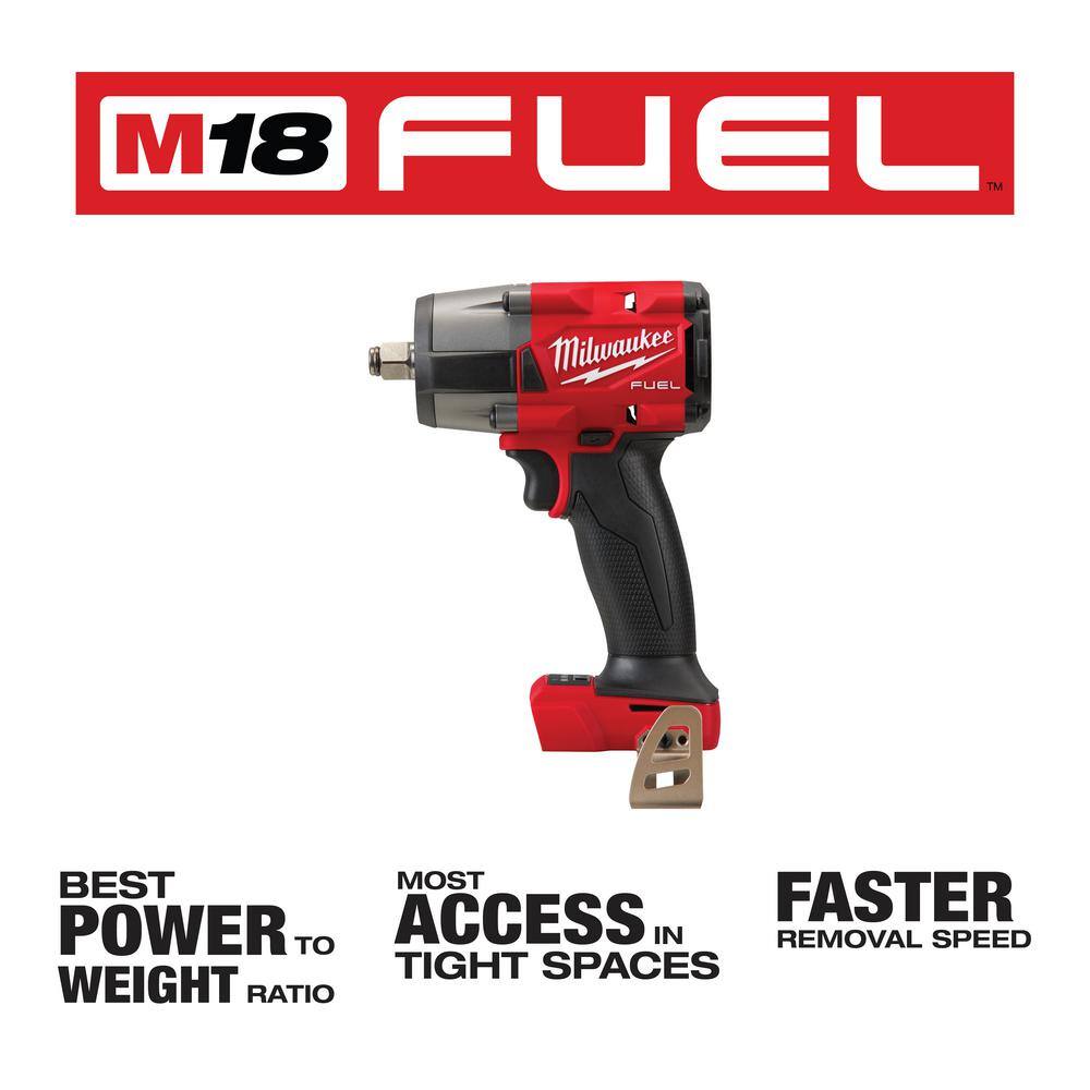 Milwaukee M18 FUEL Gen-2 18V Lithium-Ion Brushless Cordless Mid Torque 1/2 in. Impact Wrench with Friction Ring and with Boot 2962-20-49-16-2960
