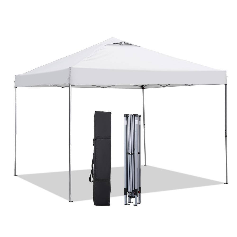 OVASTLKUY 10 ft. x 10 ft. White Patio Canopy Tent Pop Up Gazebo HD-GZ043WH