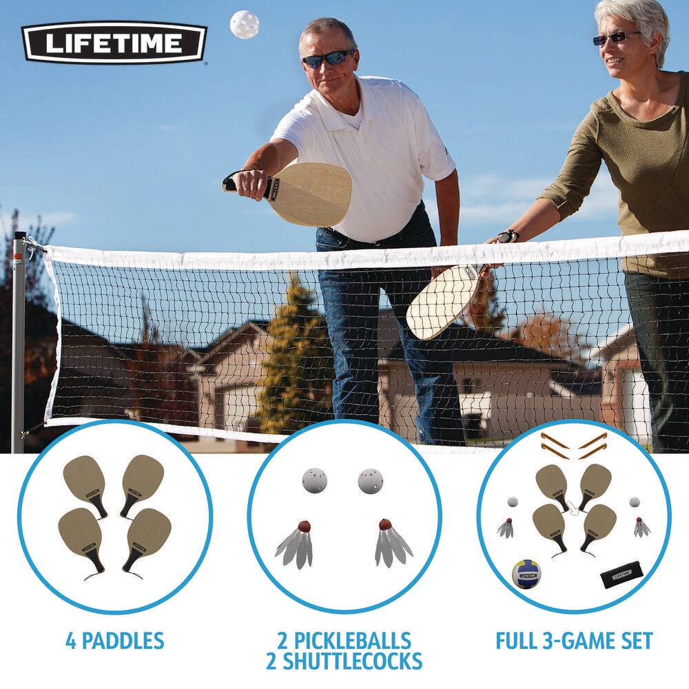 Lifetime 3 Sport Volleyball, Badminton and Pickleball Game Set 90541