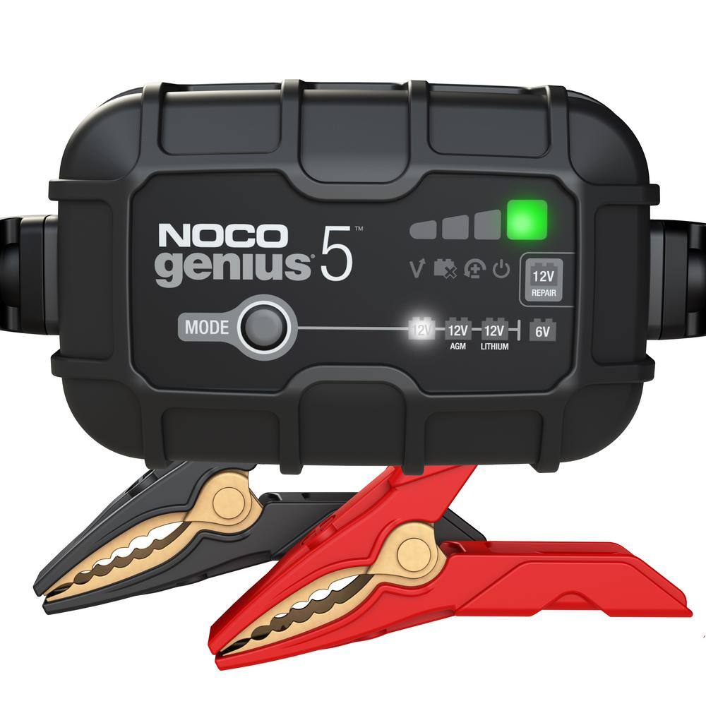 NOCO GENIUS GENIUS5, 5-Amp Fully-Automatic Smart Charger, 6V & 12V Battery Charger & Maintainer Genius5