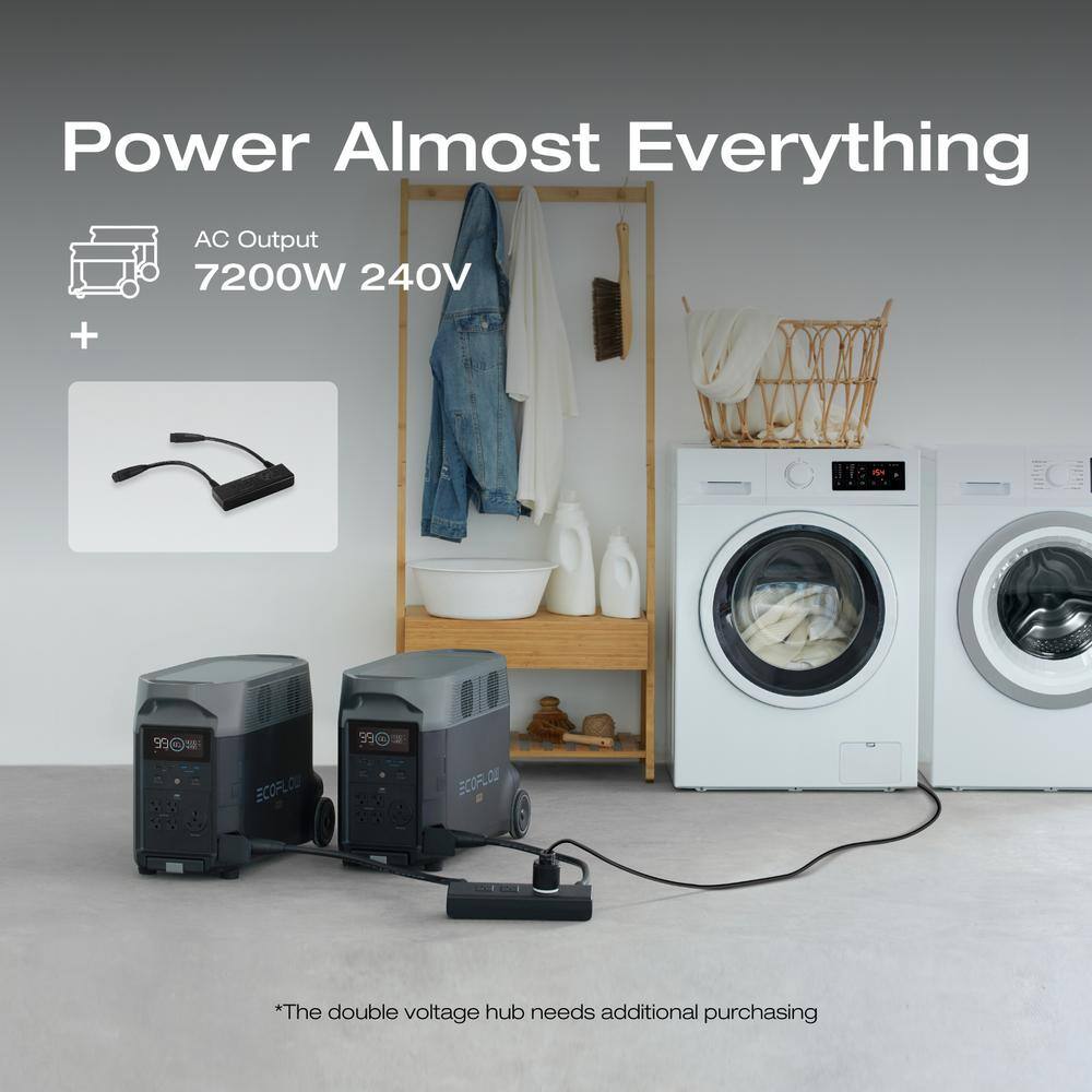 EcoFlow Battery Solar Generator DELTA Pro 3600Wh Solar, 3600W Output, LFP Power Station, Home Backup, Camping, Push-Button Start DELTAPro-US