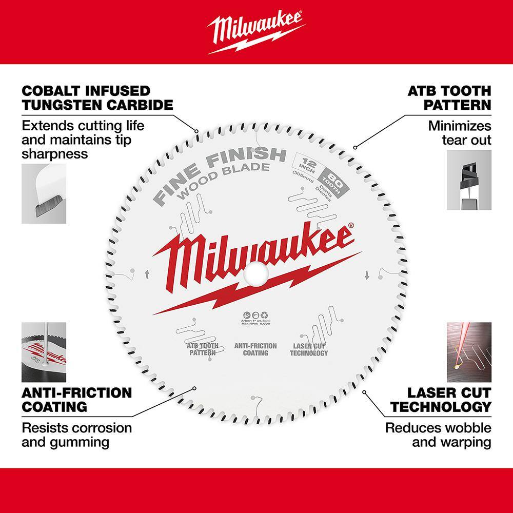 Milwaukee 12 in. x 80-Tooth Fine Finish Circular Saw Blade 48-40-1224