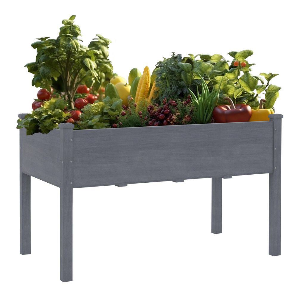 VEIKOUS 47 in. L x 23 in. W x 30 in. H Cedar Wood Raised Garden Bed, Elevated Planter Box with Liner, Gray PG0102-01GY-7