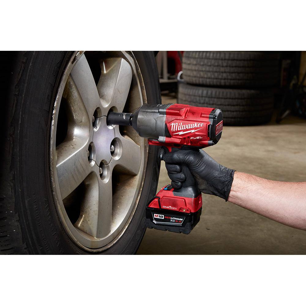 Milwaukee M18 FUEL ONE-KEY 18V Lithium-Ion Brushless Cordless 1/2 in. Impact Wrench w/ Friction Ring, M18 5.0 Ah Battery 2863-20-48-11-1850