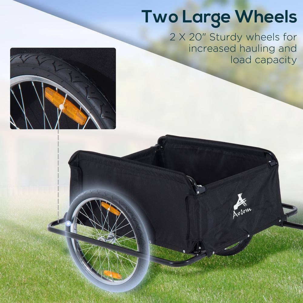 Aosom 34.75 in. W x 55 in. L x 23.5 in. H Bicycle Cargo Trailer, Two-Wheel Bike Luggage Wagon Trailer with Removable Cover 5664-0005R
