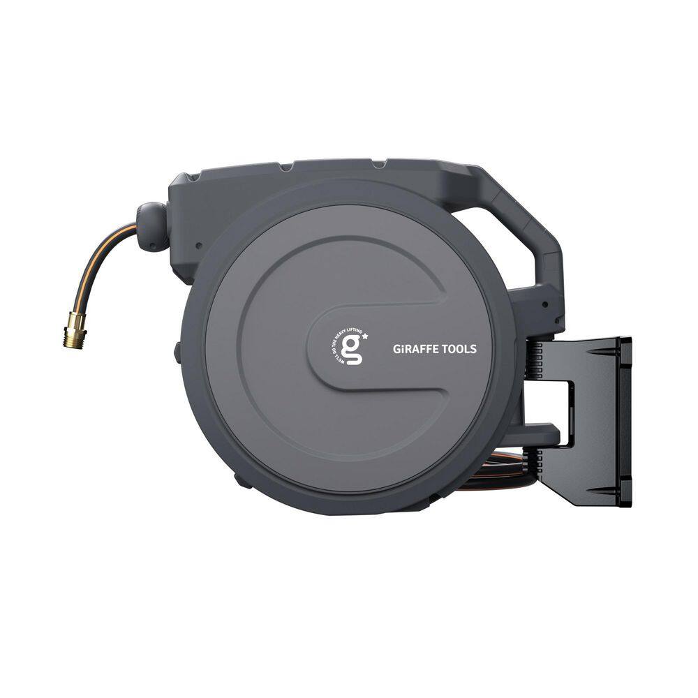 Giraffe Tools Garden Retractable Hose Reel-5/8 in.-90 ft., Wall Mounted, Dark Grey AW4058US