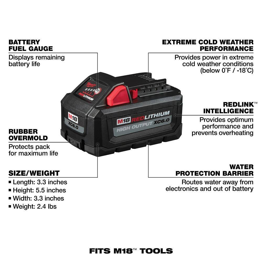 Milwaukee M18 18-Volt Lithium-Ion High Output 6.0Ah Battery Pack (4-Pack) 48-11-1862-x2