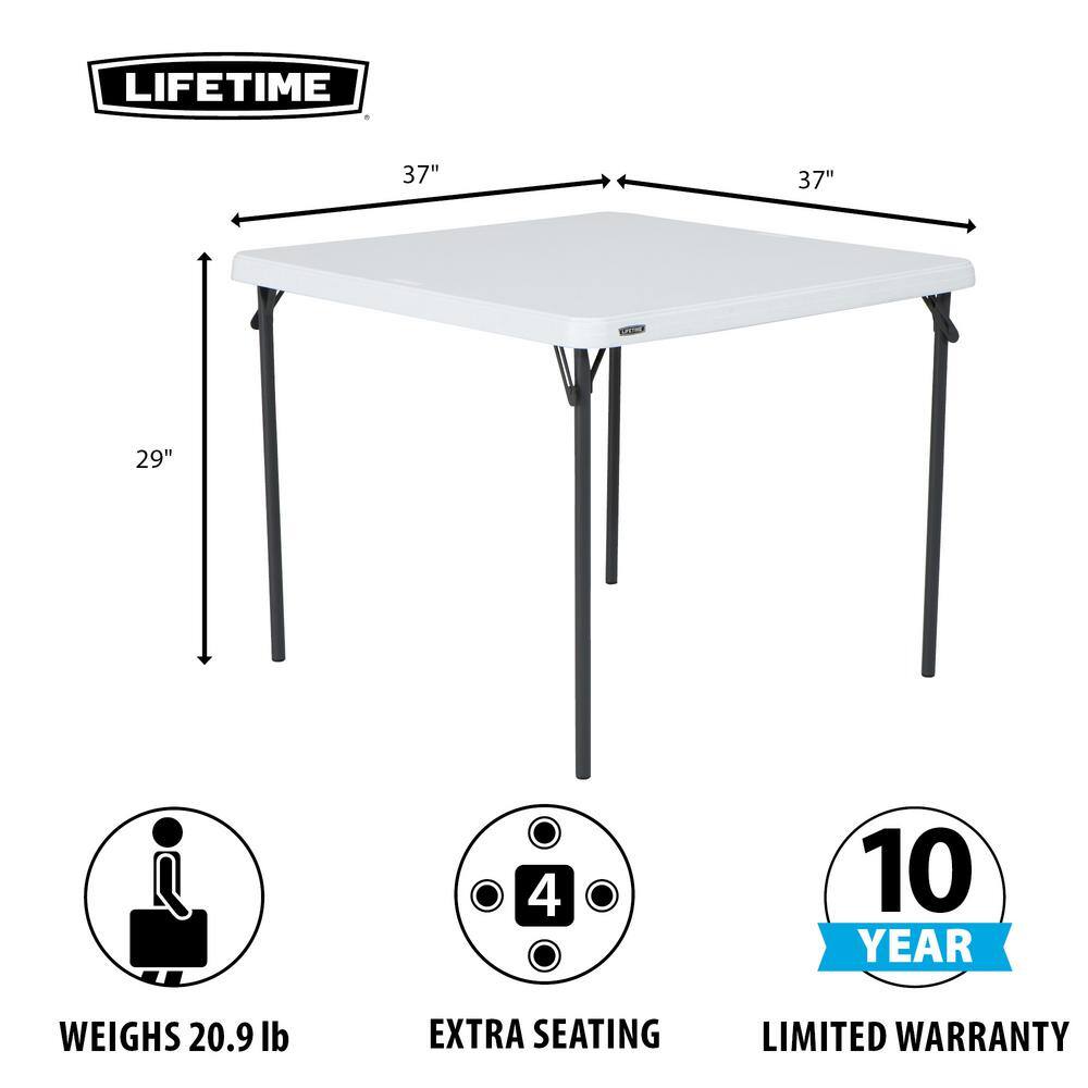 Lifetime 37 in. Commercial White Granite Square Resin Table 80783