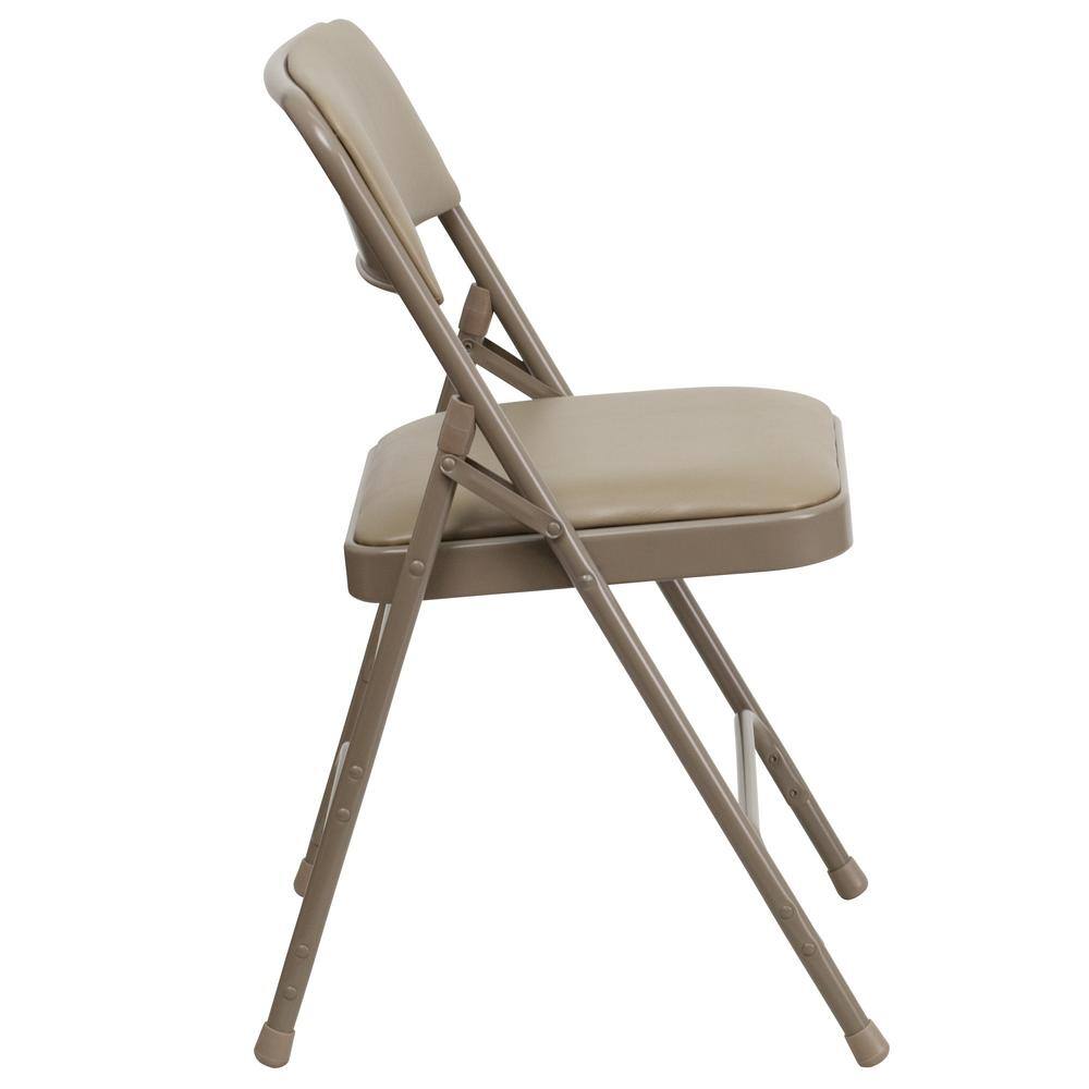 Carnegy Avenue Beige Vinyl/Beige Frame Metal Folding Chair (4-Pack) CGA-HF-5867-BE-HD