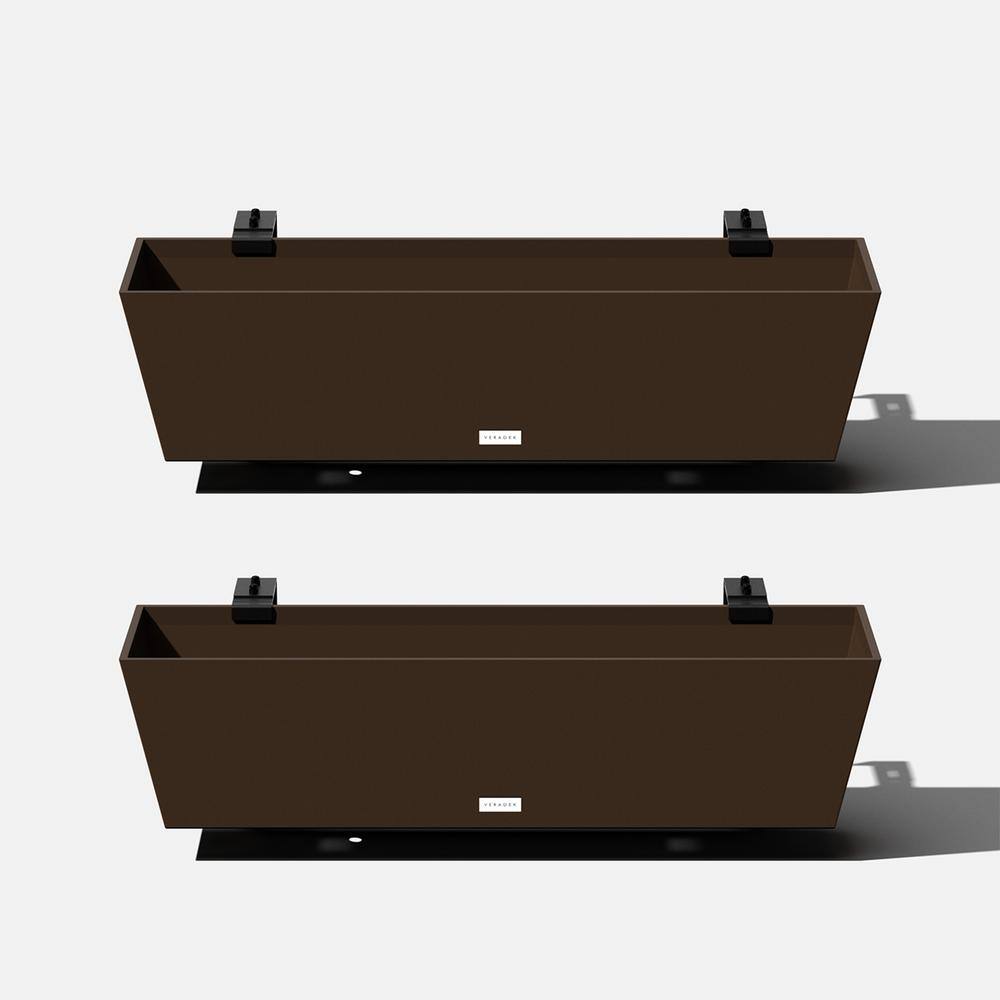 Veradek Pure Medium Espresso Plastic Rectangular Railing Planter Box (36 in. L x 10 in. W x 11 in. H) (2-Pack) WBRLV36E-2PK