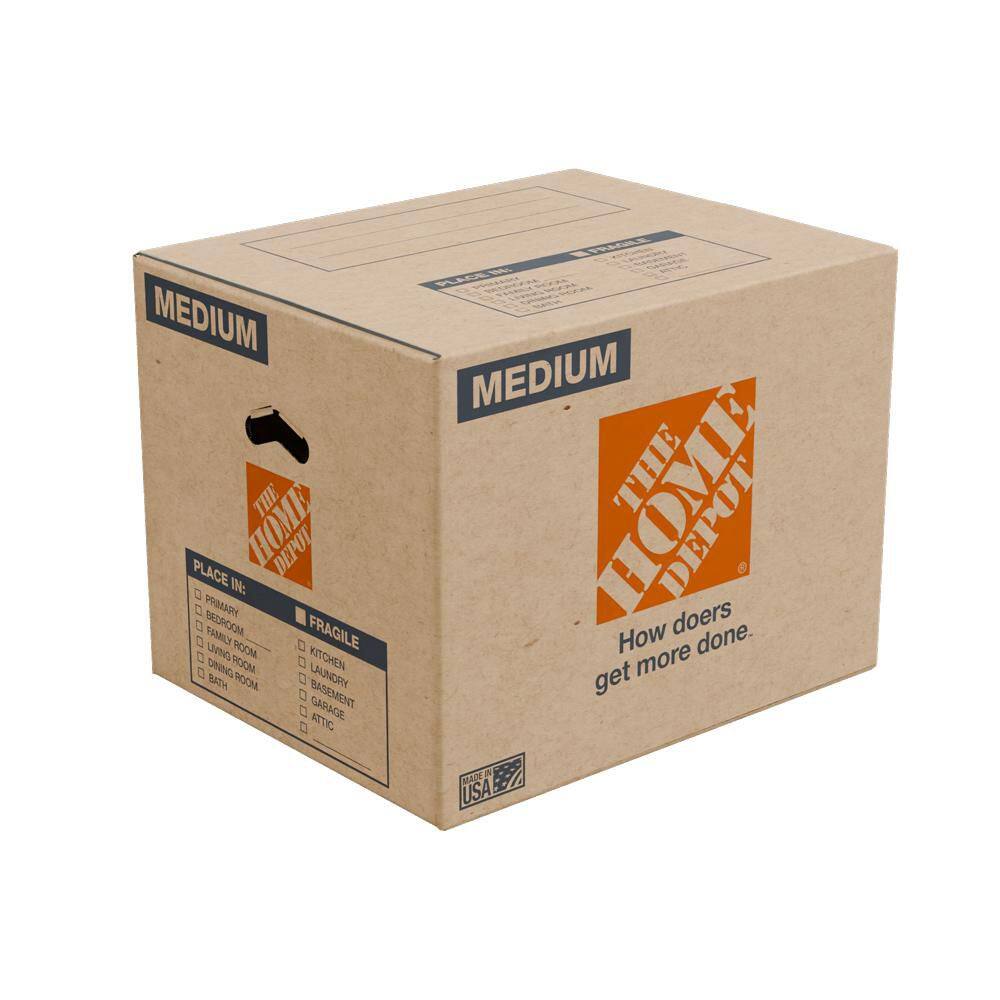 The Home Depot 20 in. L x 16 in. W x 15 in. D Medium Moving Shipping and Packing Box with Handles (40-Pack) MEDBOX40