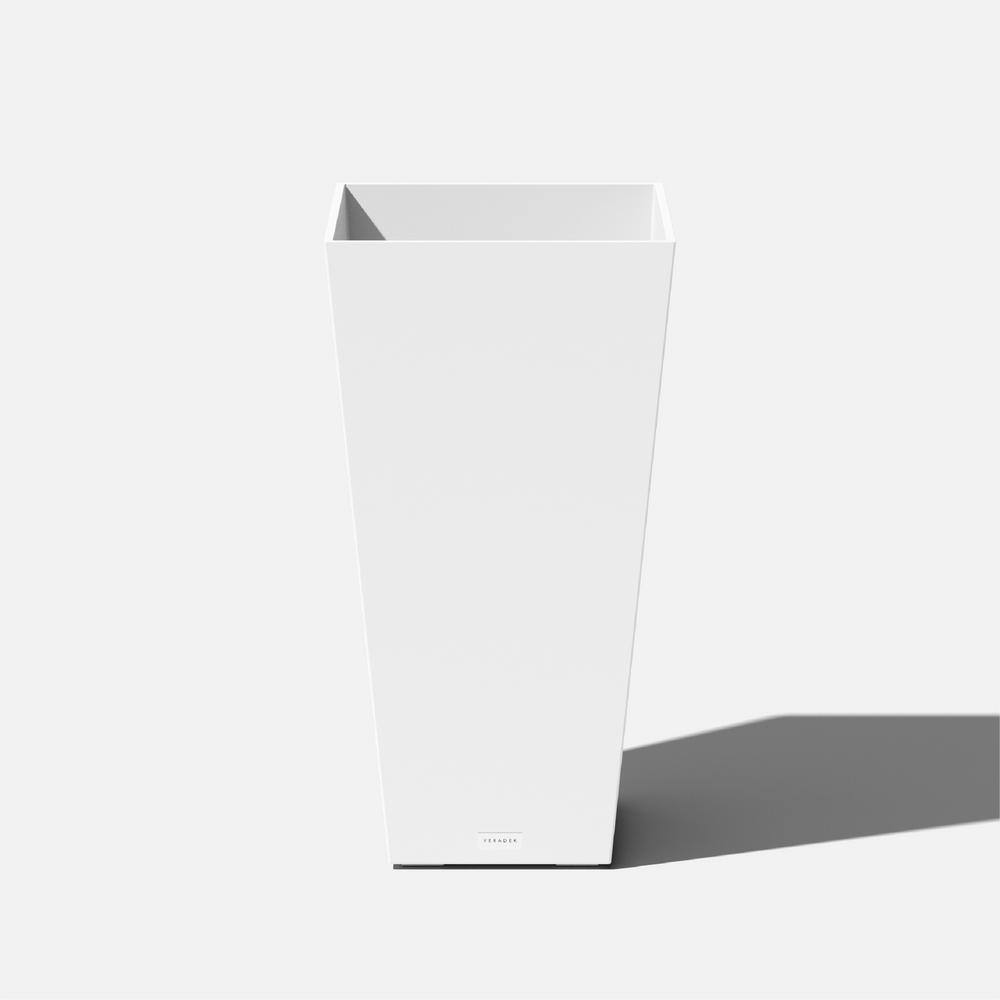 Veradek Midland Medium White Plastic Tapered Planter with Drainage Holes (15.25 in. L x 15.25 in. W x 30 in. H) MV32W