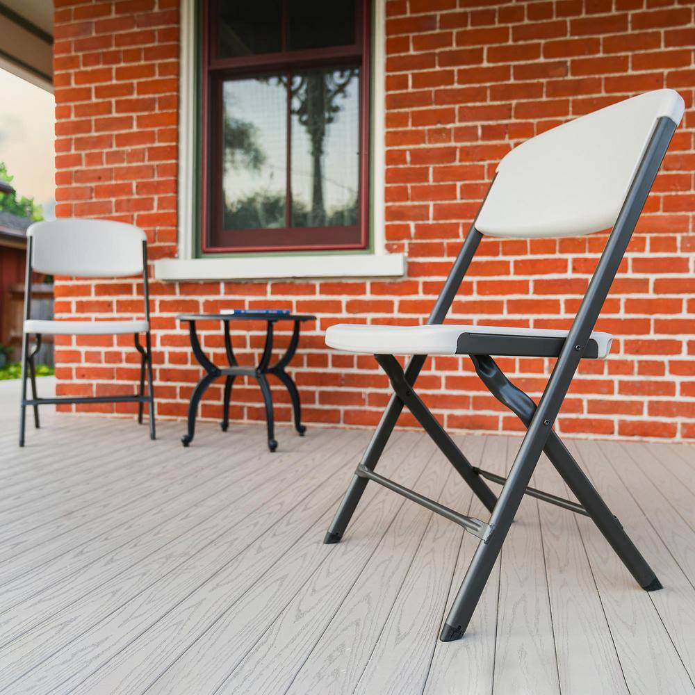 Lifetime Almond Resin Contoured Seat Commercial Grade Office Folding Chair (Set of 4) 81157