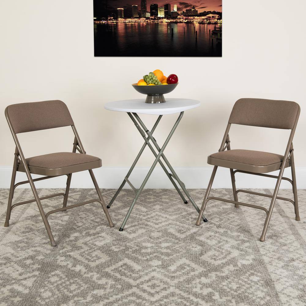 Carnegy Avenue Beige Fabric/Beige Frame Metal Folding Chair (4-Pack) CGA-HF-5873-BE-HD
