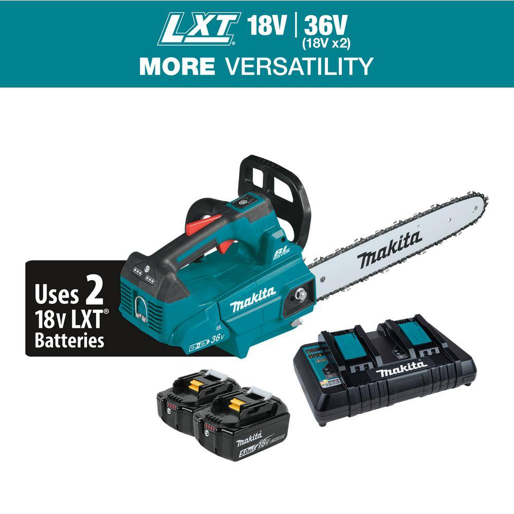 Makita LXT 16 in. 18V X2 (36V) Lithium-Ion Brushless Battery Top Handle Chain Saw Kit (5.0Ah) XCU09PT