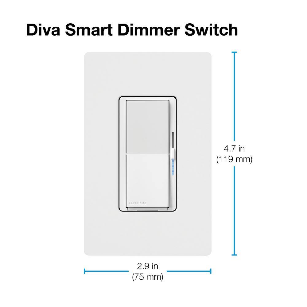 Lutron Diva Smart Dimmer Switch for Caseta Smart Lighting, 150-Watt LED, Gray (DVRF-6L-GR) DVRF-6L-GR