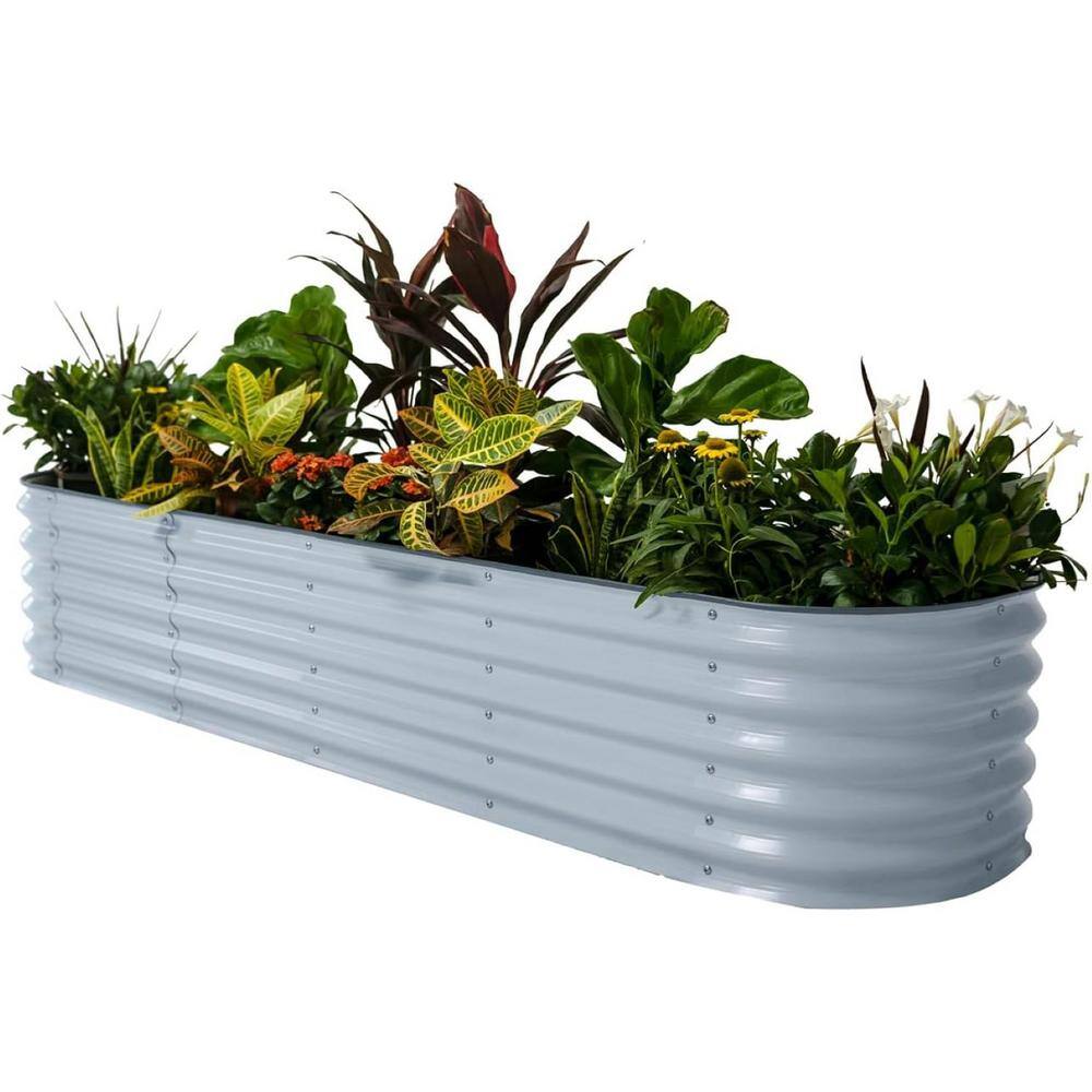 vego garden Garden Bed Kits 17 in. Tall 9 in 1 8 ft. x 2 ft. Metal Raised Planter Bed for Vegetables Flowers Ground Box, Sky Blue VB9N117SB