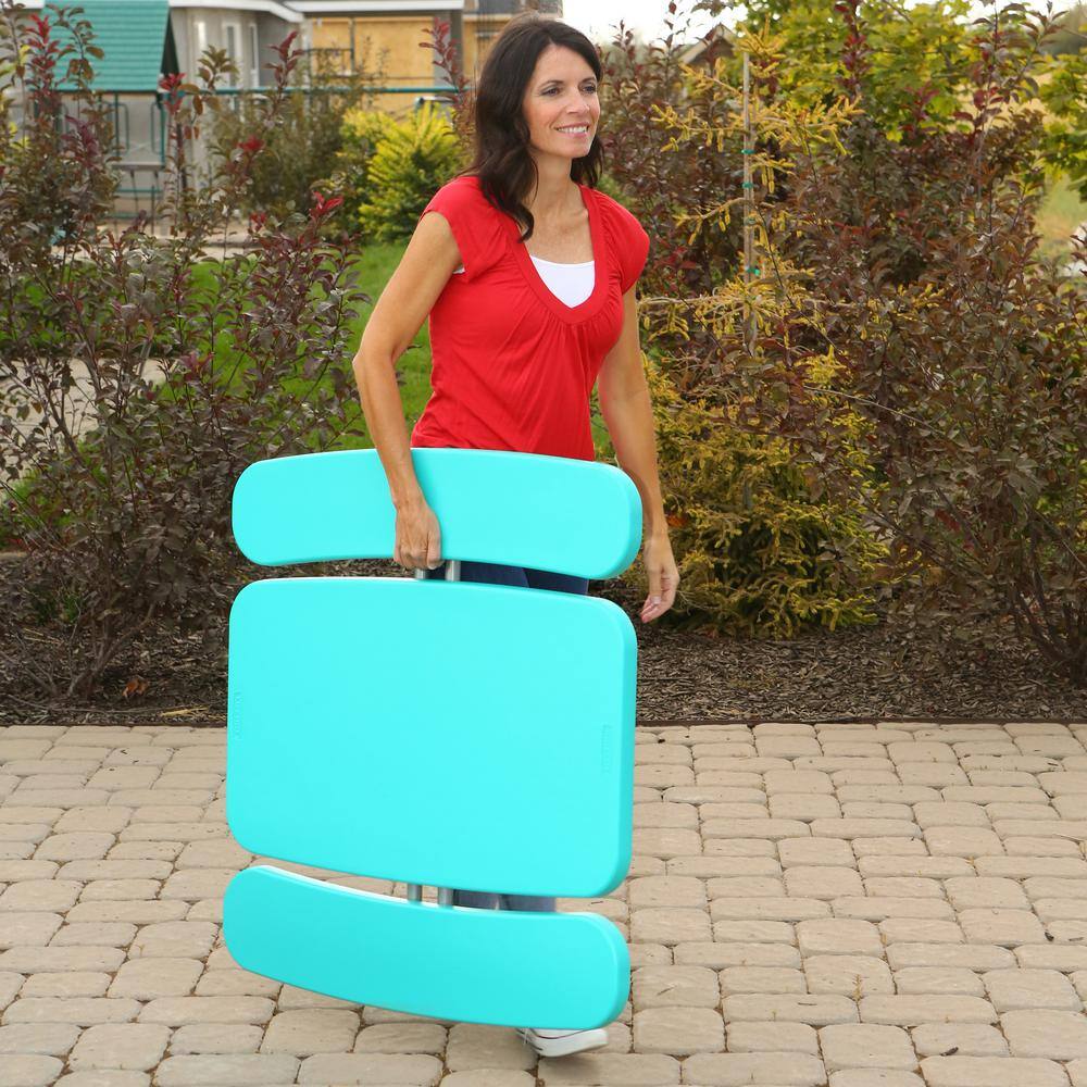 Lifetime 35.4 in. Aqua Blue Rectangle Steel and Resin Kids Picnic Table Seats 4 260219