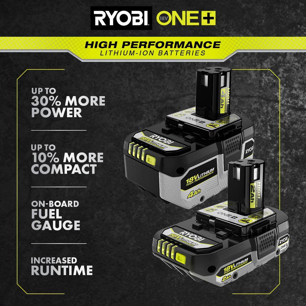 RYOBI ONE+ 18V HIGH PERFORMANCE Lithium-Ion 4.0 Ah Battery (2-Pack) with ONE+ 18V Lithium-Ion 4.0 Ah Battery (2-Pack) PBP2005-PBP2004