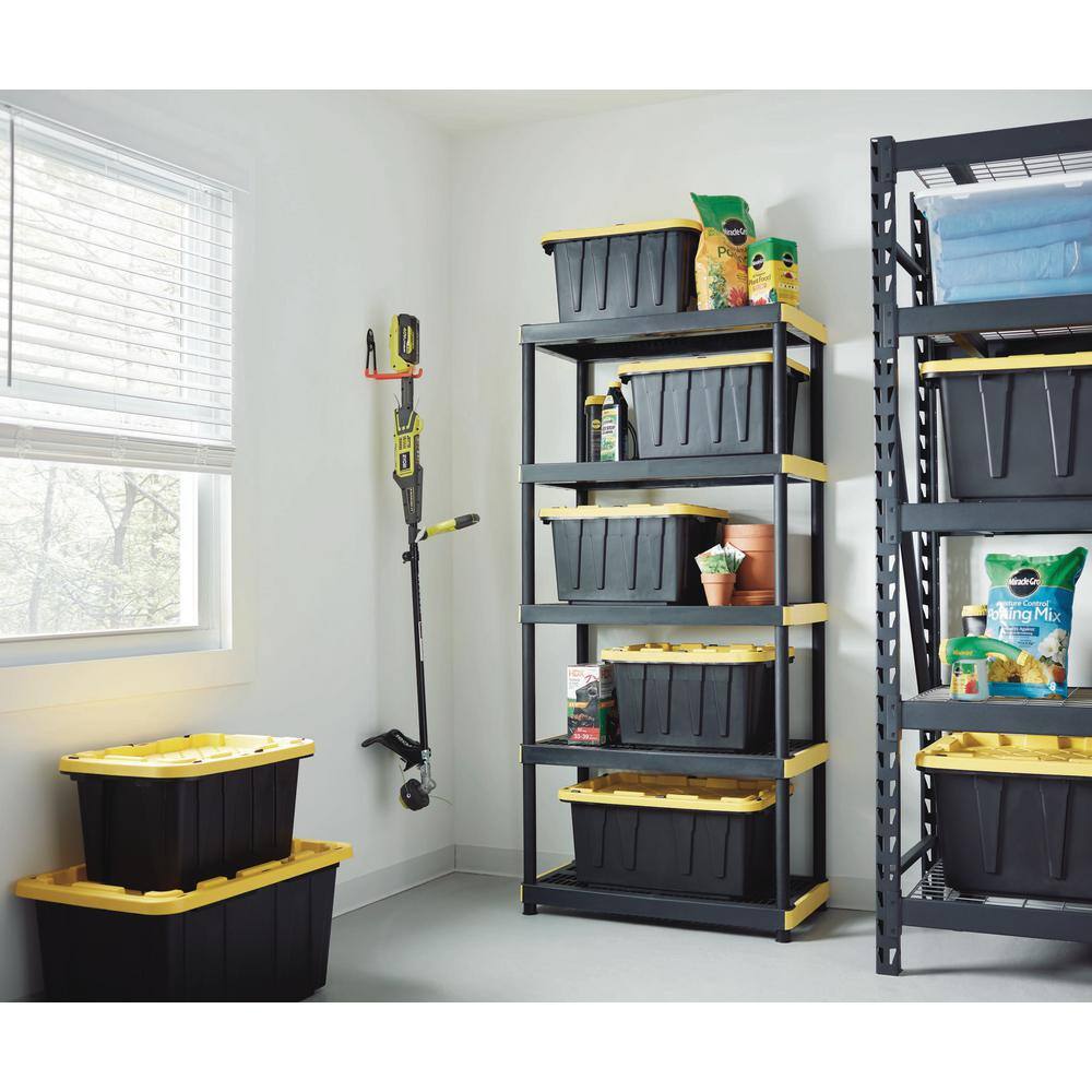 HDX 5-Tier Easy Assembly Multi-purpose Plastic Garage Storage Shelving Unit in Black (36 in. W x 74 in. H x 18 in. D) 241592