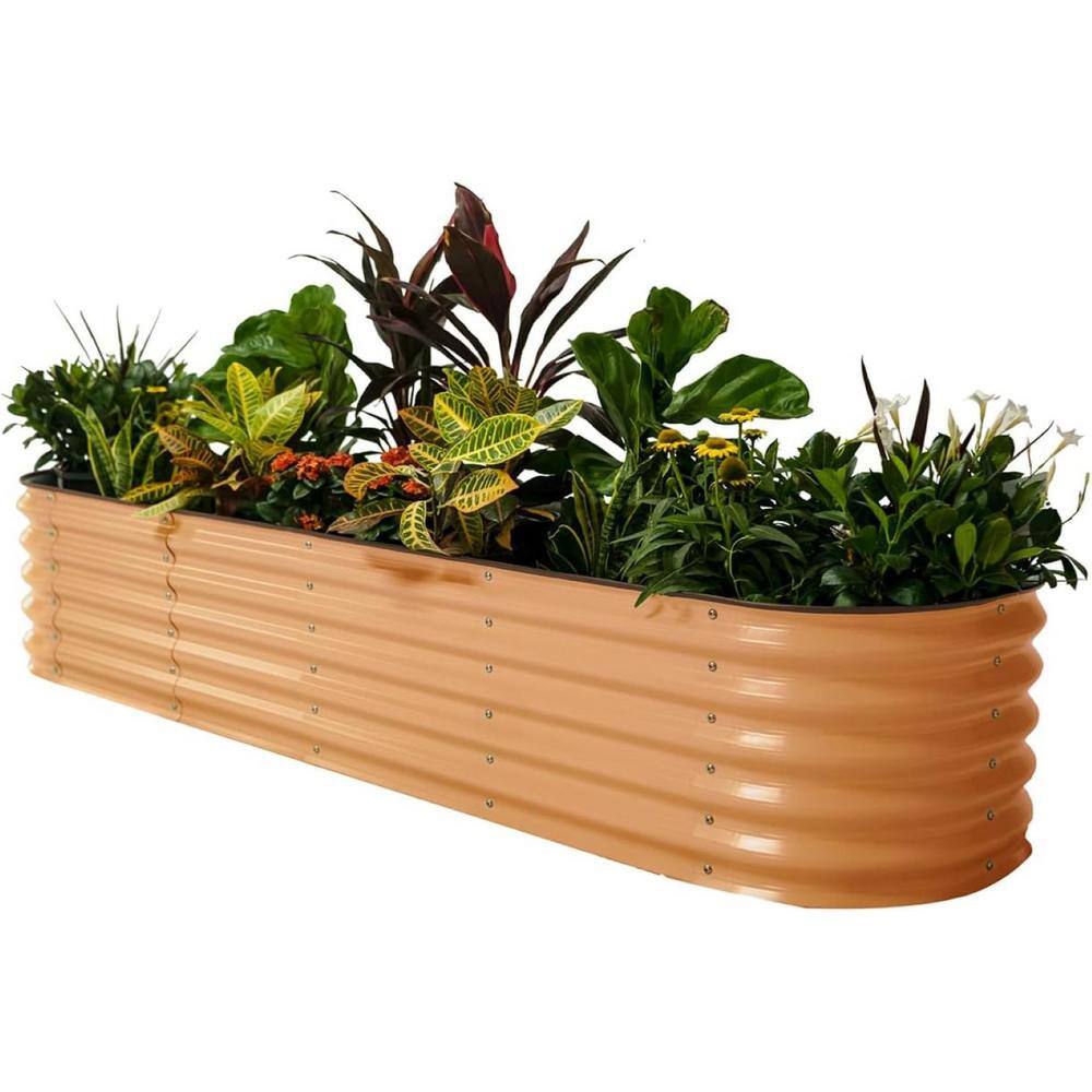 vego garden 17 in. Tall 9 in 1 8 ft. x 2 ft. Metal Raised Garden Bed Kits Outdoor Ground Planter Box Terra Cotta VB9N117TC