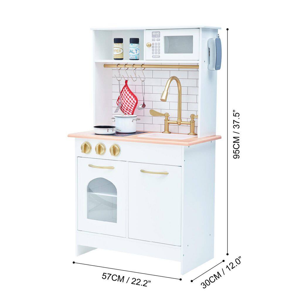 Teamson Kids Little Chef Boston Modern Play Kitchen in White/Wood TD-12679C