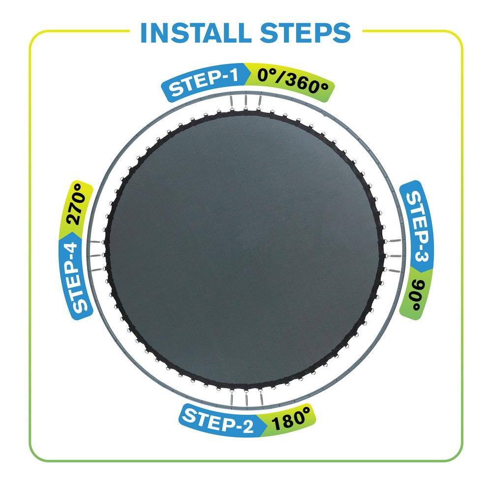 Upper Bounce Machrus Trampoline Replacement Jumping Mat, Fits for 14 ft. Round Frames with 72 VRings, Using 5.5 in. SpringsMat Only UBMAT-14-72-5.5