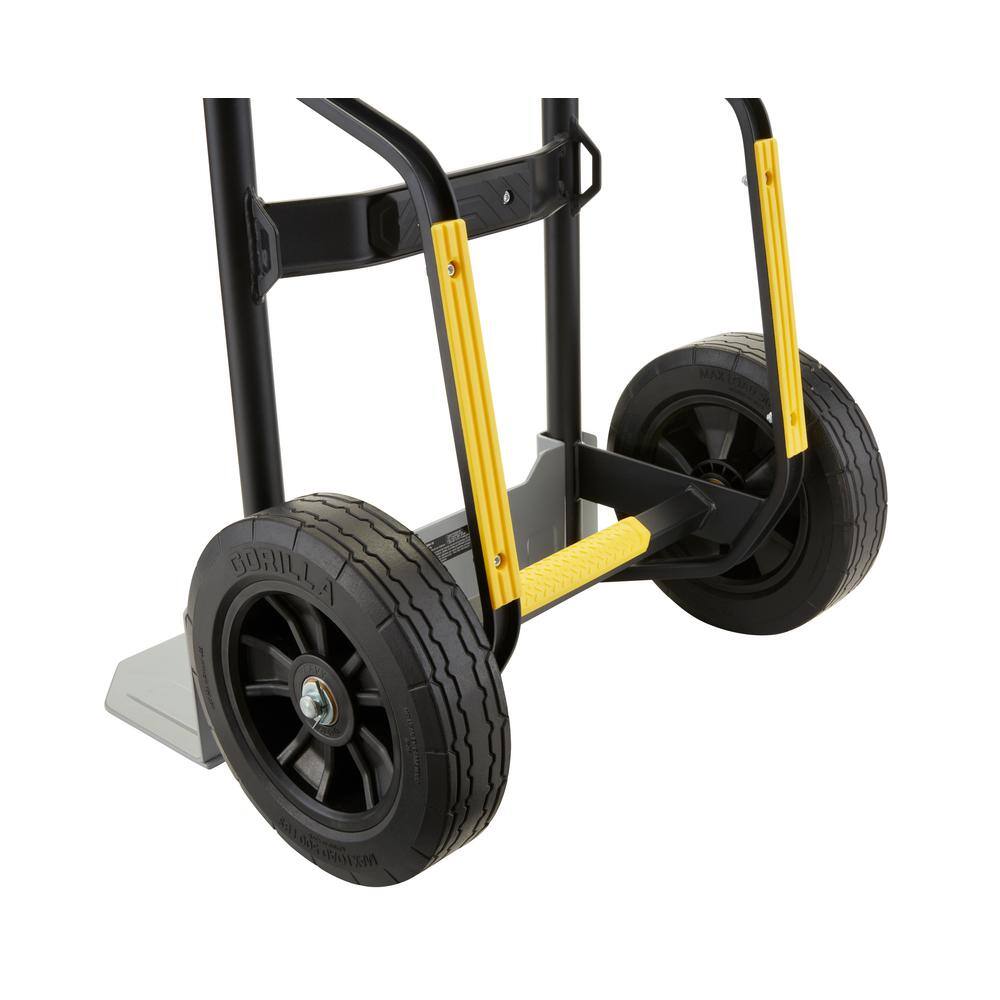 Gorilla 1,000 lbs. Capacity Steel Hand Truck with Multi-Grip Power Handle, Wide Load Toe Plate Super Duty Axle, Flat Free Tires GHH-10