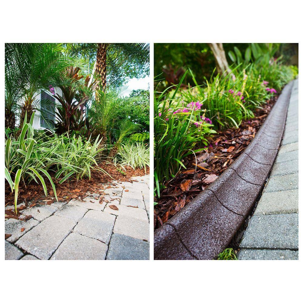 EcoBorder 4 ft. Brown Rubber Curb Landscape Edging (4-Pack) CURB-BRN-4PK
