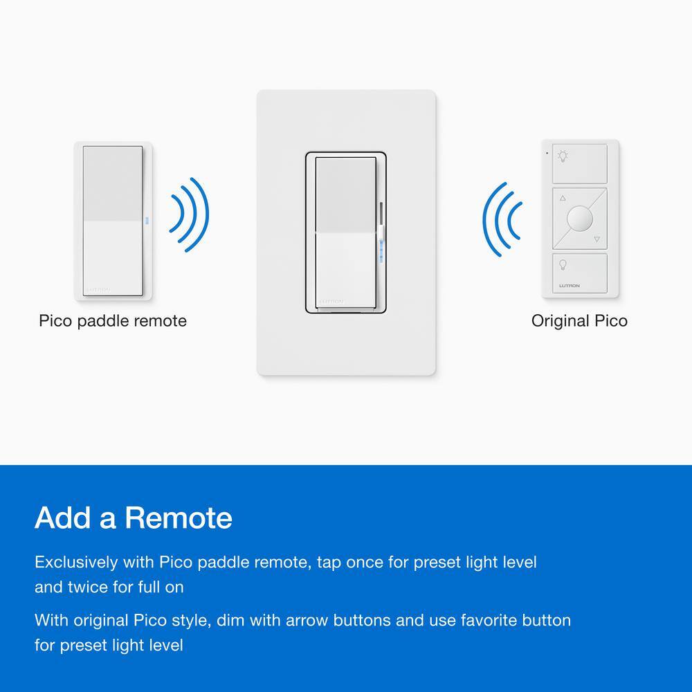 Lutron Diva Smart Dimmer Switch for Caseta Smart Lighting, 150-Watt LED, Gray (DVRF-6L-GR) DVRF-6L-GR