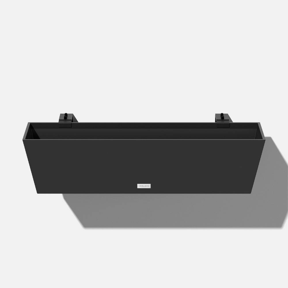Veradek Pure Medium Black Plastic Rectangular Railing Planter Box with Drainage Holes (36 in. L x 10 in. W x 11 in. H) WBRLV36B