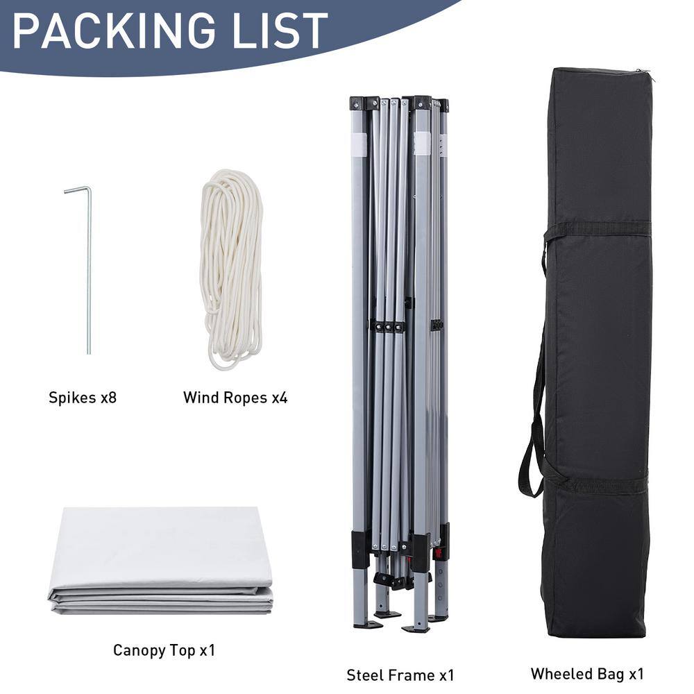 OVASTLKUY 10 ft. x 10 ft. White Patio Canopy Tent Pop Up Gazebo HD-GZ043WH