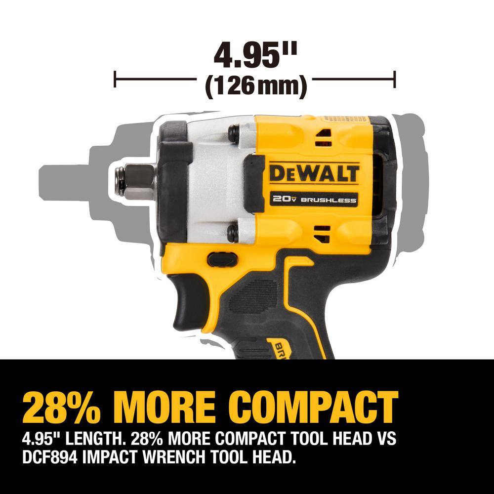 DEWALT ATOMIC 20V MAX Lithium-Ion Cordless Combo Kit (2-Tool) and 1/2 in. Impact Wrench with (2) 2Ah Batteries, Charger and Bag DCK225D2WCF921B