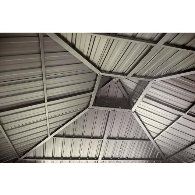 Hampton Bay 10 ft. x 10 ft. Holden Outdoor Patio Black Hard Top Galvanized Steel Gazebo TPGAZ9011