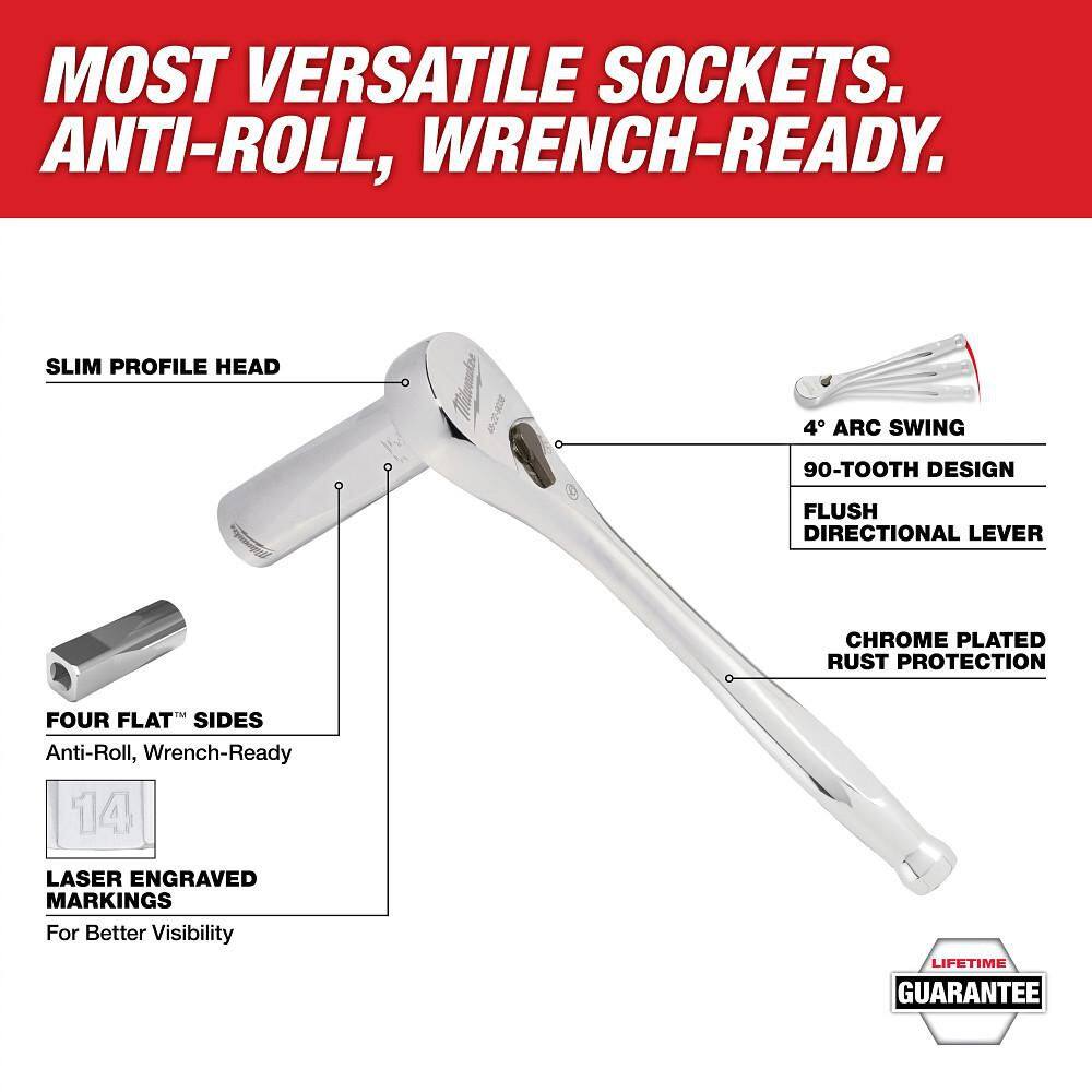 Milwaukee 3/8 in. Drive SAE/Metric Ratchet and Socket Mechanics Tool Set with SAE/Metric Combination Wrenches (70-Piece) 48-22-9008-48-22-9407-48-22-9507