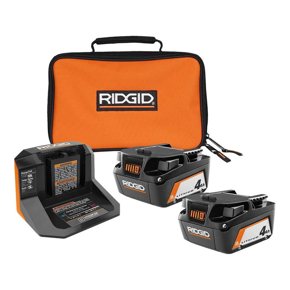 RIDGID 18V Brushless Cordless 7-1/4 in. Circular Saw with (2) 4.0 Ah Batteries, 18V Charger, and Bag R8657B-AC93044SBN